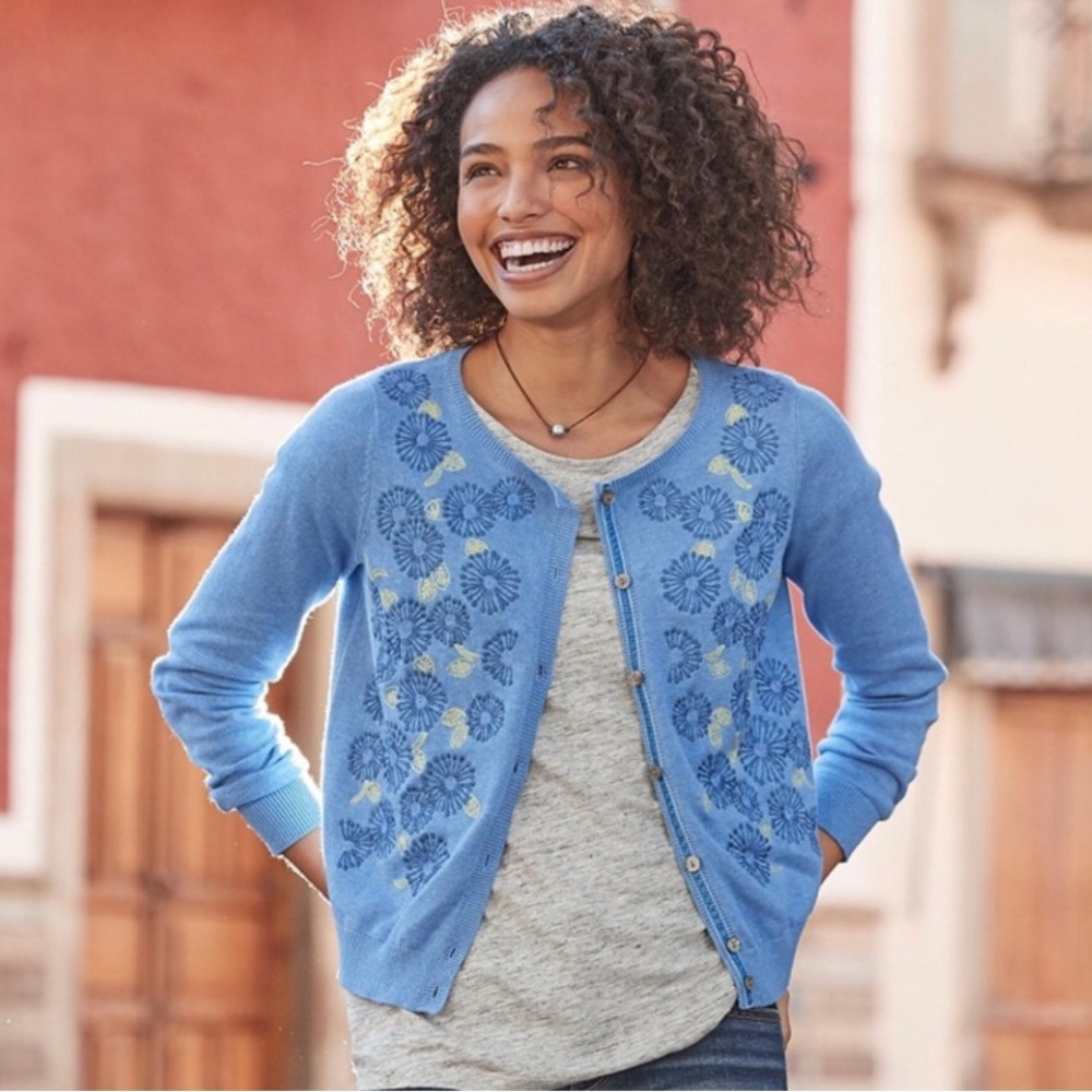 Sundance Pinwheel Embroidered Floral Cardigan (M)